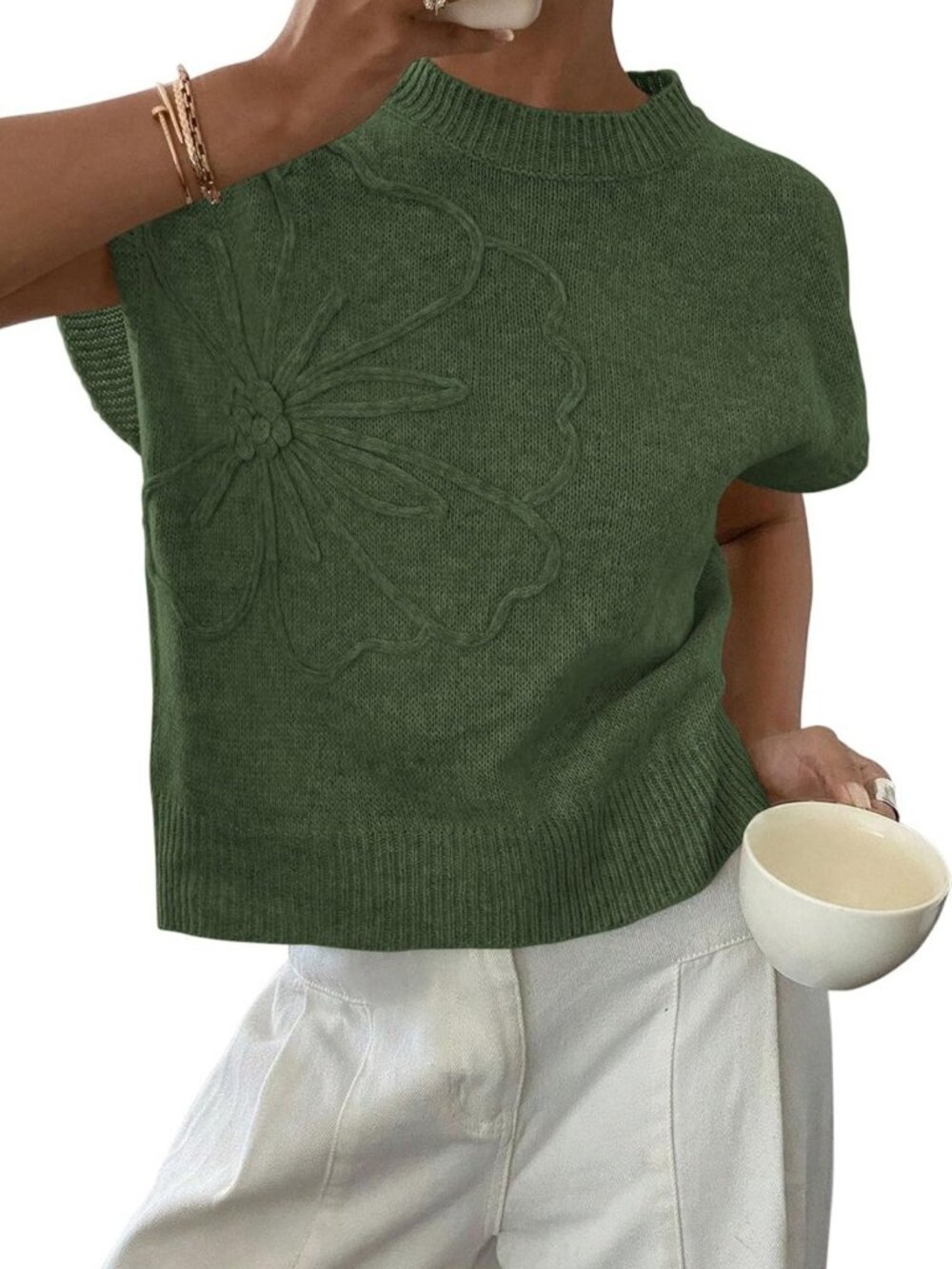 Chic Summer Short Cap Sleeve Sweater Vest for Women - Lightweight & Stylish